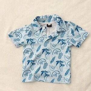 Modern Keiki Baby/Toddler Boys Light Blue Tropical Print Polo